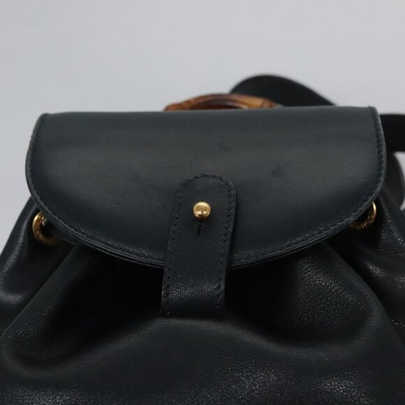 GUCCI Bamboo Backpack Leather Black Gold main image 5